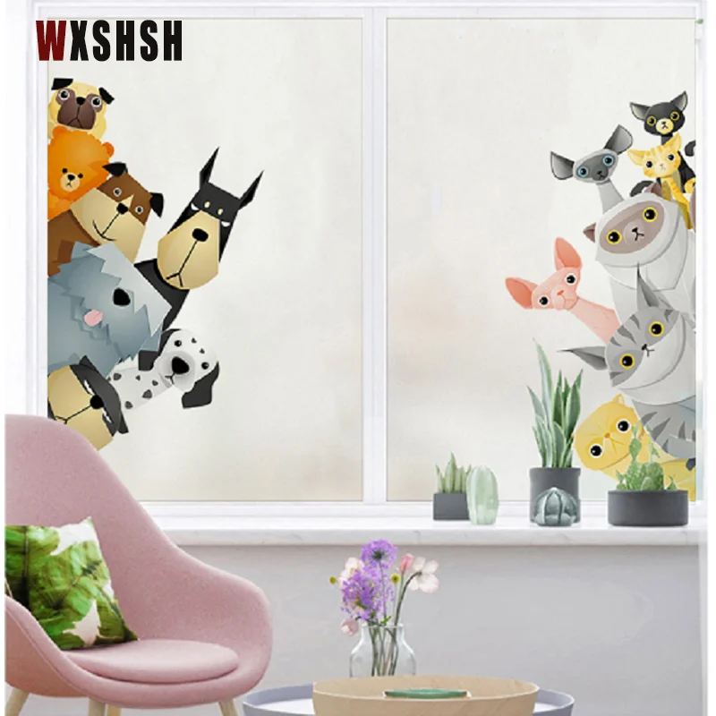 Stickers Cartoon Pattern Glass Foil Static Cling Non Adhesive Heat Control Vinyl Removable Decoration Window Tint-Film