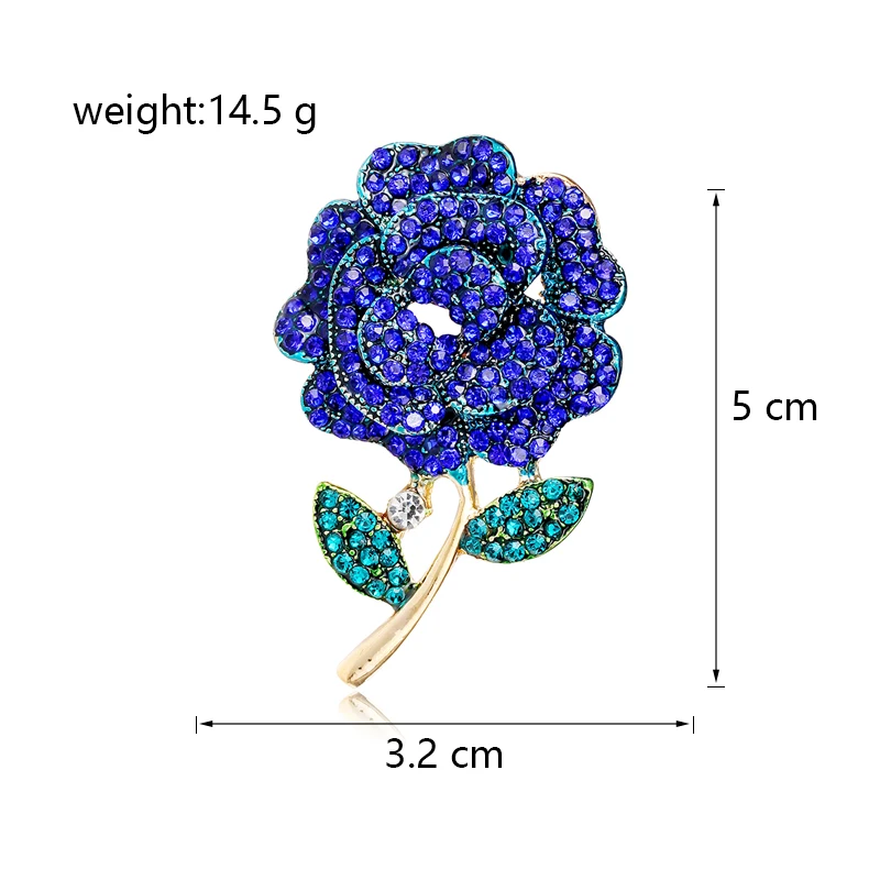 SISSLIA Luxury Vintage Camellia Drop Oil Brooch Red Rhinestone Alloy Brooches For Women