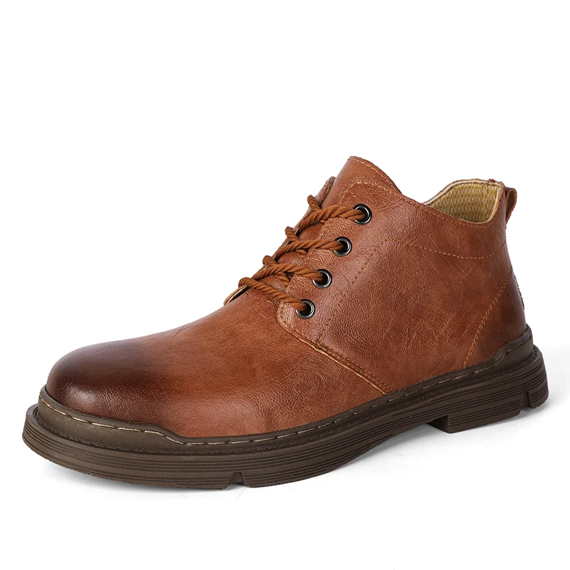 Modische Herren-Lederschuhe im Englischen Stil Formelle Schuhe für Männer Rutschfeste Knöchelstiefel Outdoor Wasserdichte Freizeitschuhe Arbeitsschuhe