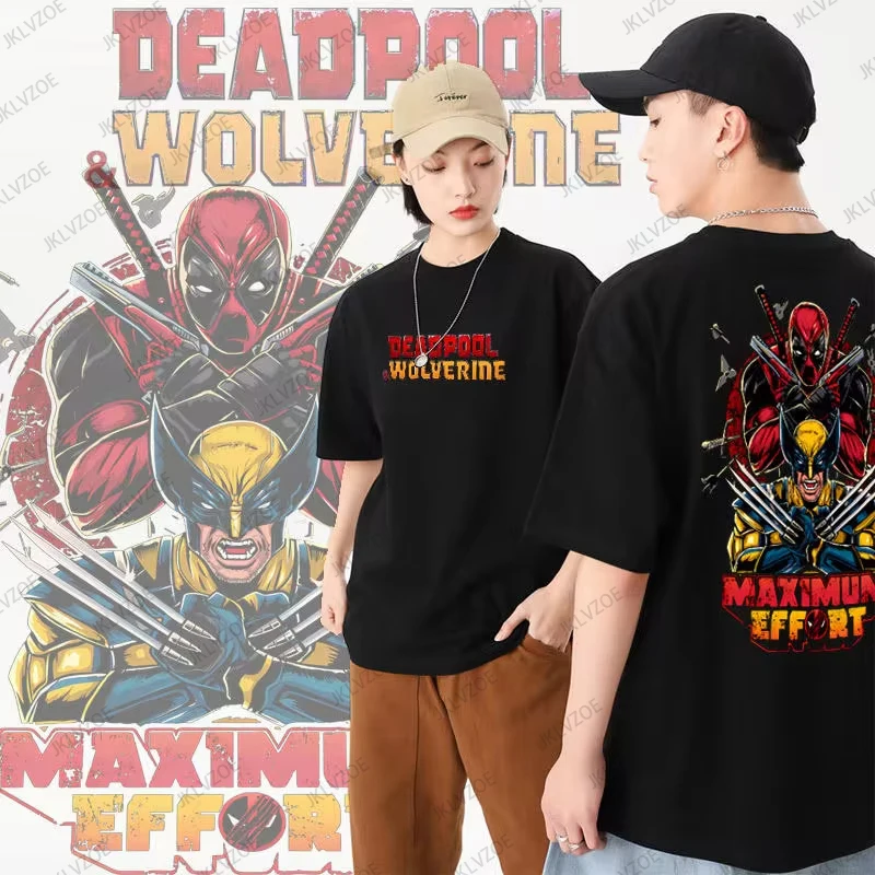 MINISO New Deadpool & Wolverine 3 Fashion Cotton Men Women T-shirt Anime Movie Short Sleeve Tshirt Oversized Kids/Adult Tops