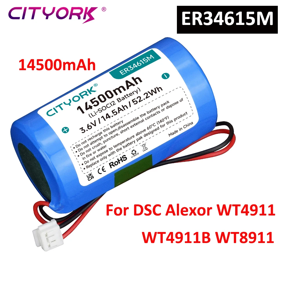 ER34615M ER34615 Replacement Battery Li-ion 3.6v 14500mAh Outdoor Siren ER34615M-T1 Battery for DSC Alexor WT4911 WT4911B WT8911