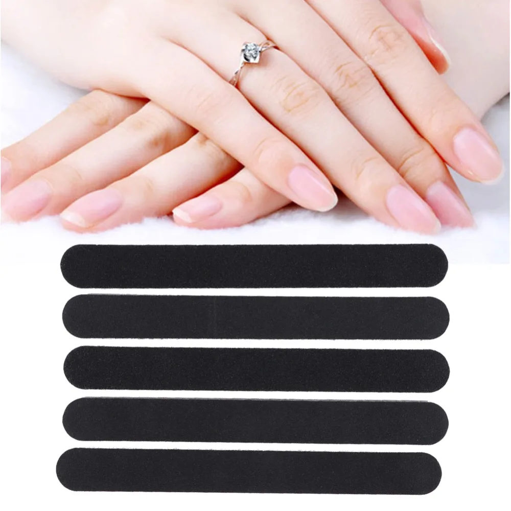 5Pcs Black Round Head Double Sided Nail File EVA, sanding paper 17.8 x 2 x 0.4cm Black Sand Nail Buffing Strip