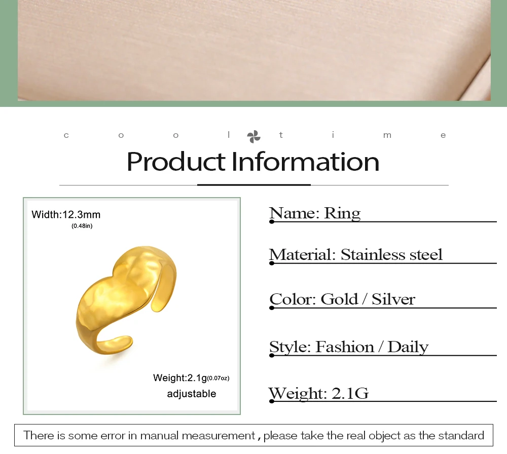 CoolTime Minimalistische Edelstahlringe für Damen, Eleganter Unregelmäßiger Trendiger Offener Ring, Anlaufbeständiger Alltags-Schmuck – Detail 2