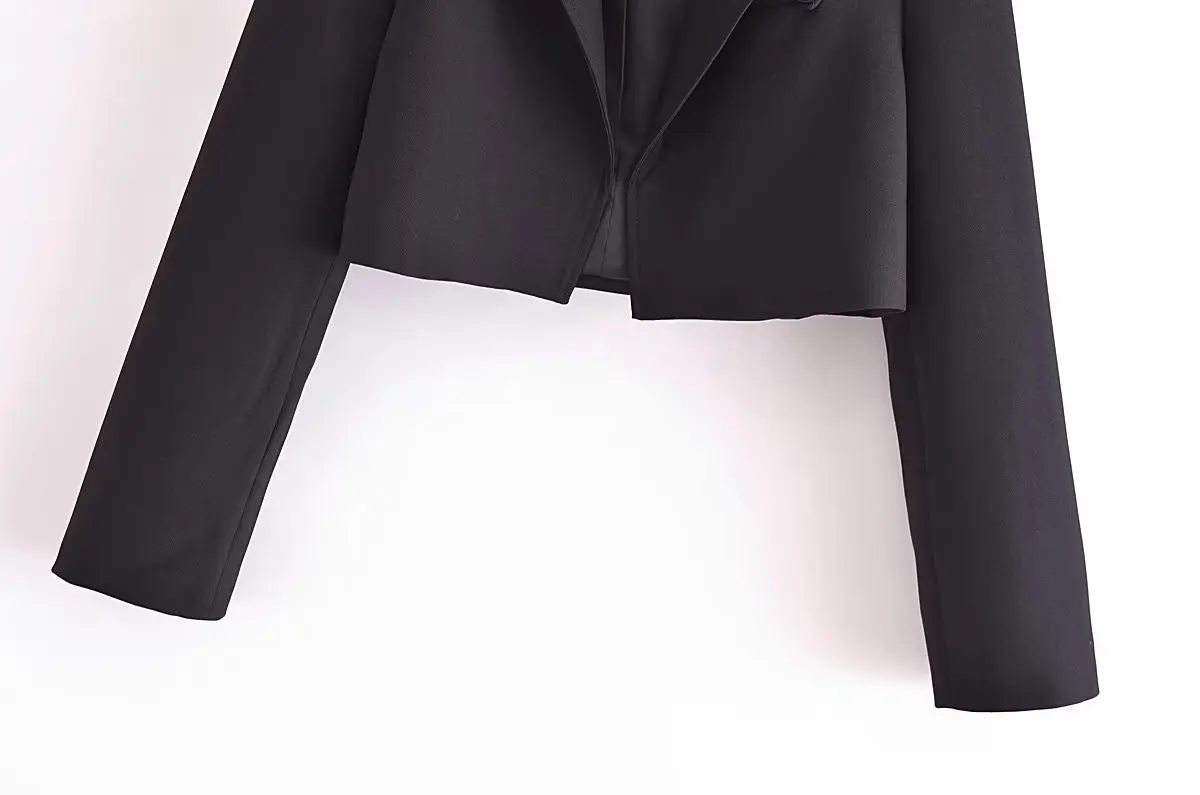 Dave&Di Autumn British Fashion High Street Girls Black  Short Suit Jacket Simple Casual Blazers Women Tops