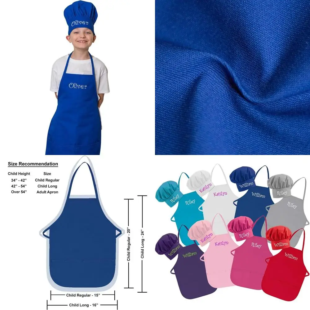 

Customized USA-Made Embroidered Child Apron & Hat Set with Name for Toddlers & Kids