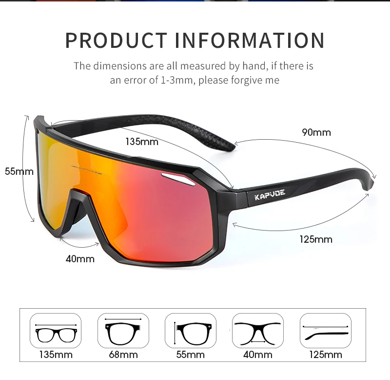 Kapvoe Large-Frame Sports Sunglasses — product information 4