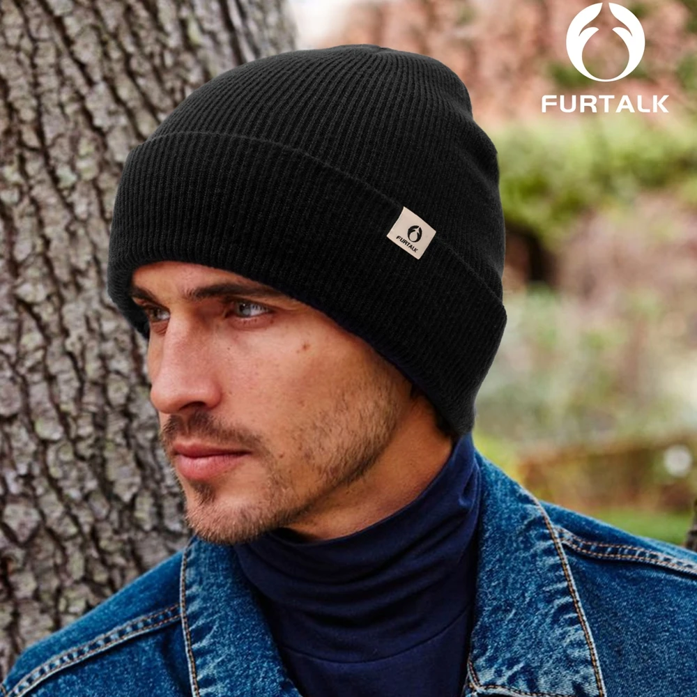 FURTALK Double-Layer Beanie for Men Women, Ultra Soft Stretchy Knit Winter Hat Unisex Cold Weather Beanie Hat