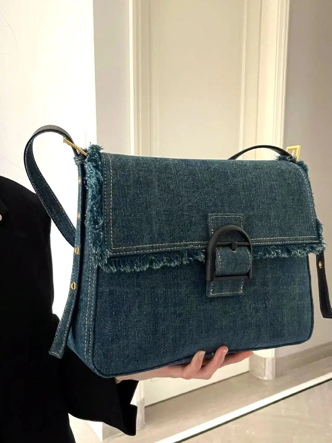 Borsa con nappe in Denim Miyagawa 2023 borsa sotto le ascelle di nuova moda borsa a tracolla per pendolari Versatile retrò per borse con manico