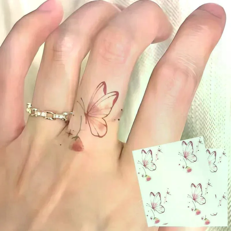 Glitter Dreamy Butterfly Waterproof Temporary Tattoo Long-Lasting Waterproof Realistic Fake Tattoo Finger Stickers 15 Sheets
