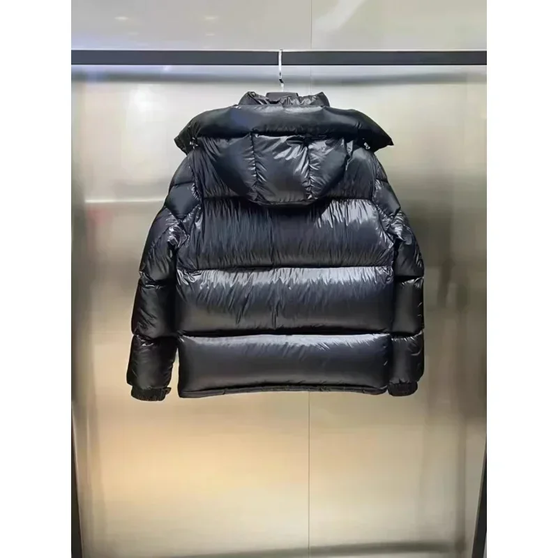 Moncl * r cor sólida à prova de vento colheita puffer jaqueta unisex inverno grosso estilo curto 90% branco ganso para baixo jaqueta casacos das mulheres