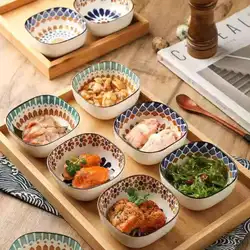 6pcs Japanese Ceramic Square Sauce Plates Underglaze Sushi Dishes Sauce Mustard Bowls Appetizer Plates