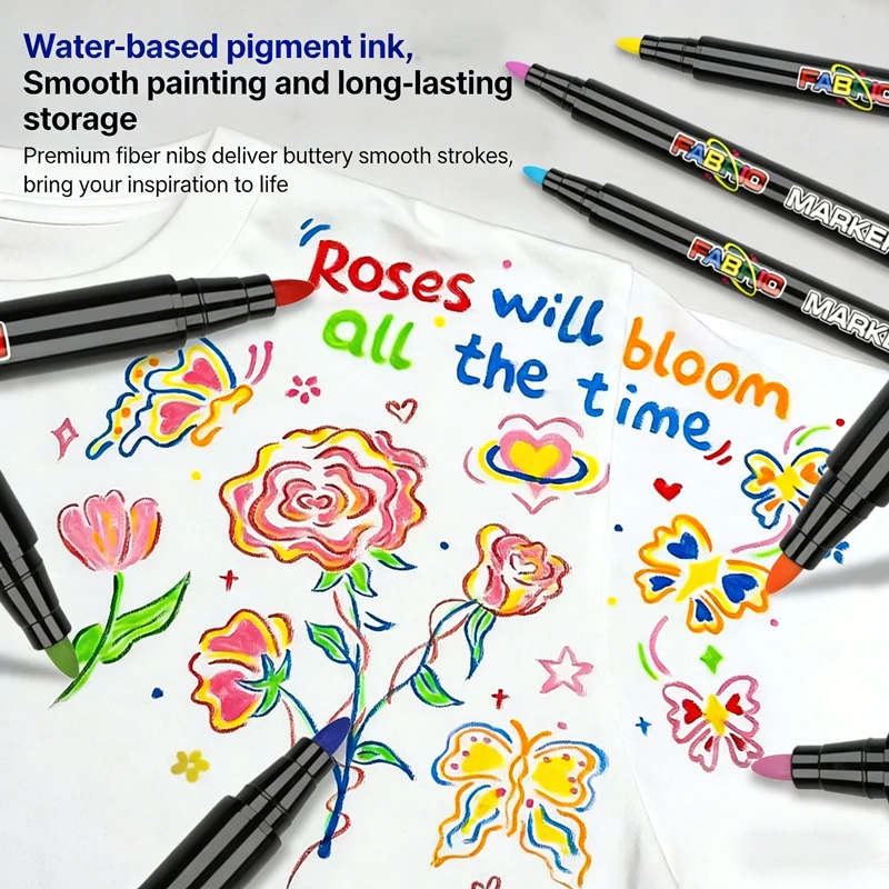 12/24/36 Colors Fabric Textile Markers Pens Set - Non Toxic, Indelible and Permanent Fabric Paint Fine Point Textile Marker Pen