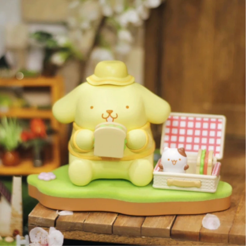 MINISO Sanurgente-Boîte ennemi de la série Camping Friends, Kuromi Cinnamoroll, MyMelody, Pachacco Pompompurin, modèle Kawaii, jouet pour enfants, cadeau