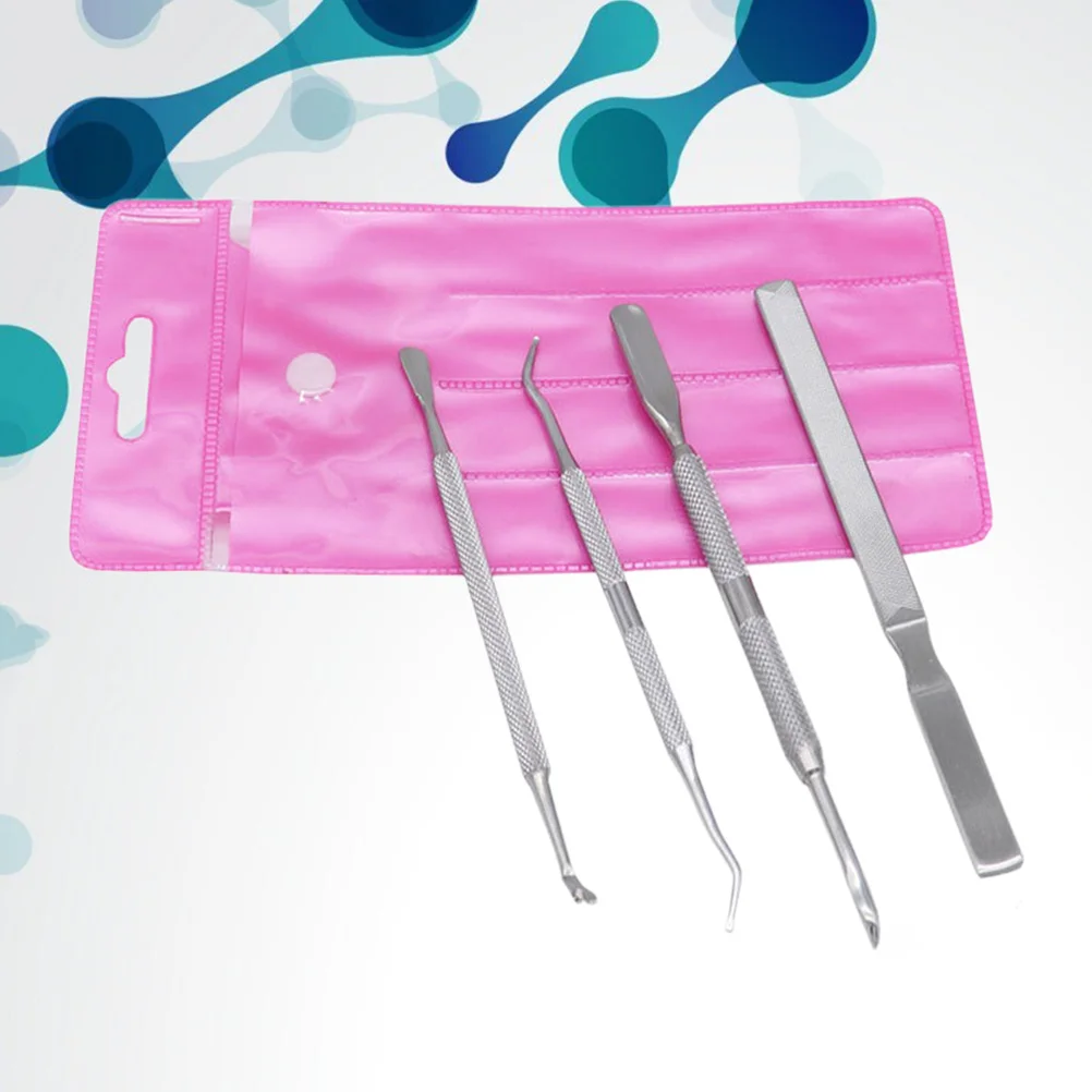 

4 pcs Professional File Set 110/180 Grit For Home Manicure Durable Non-Rust Nail Art Tools Kit Diy Nail Polishing Sanding Lifter