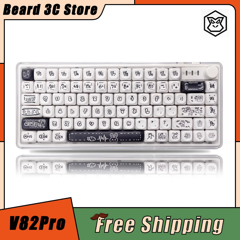 

EWEADN V82Pro Mechanical Keyboard RGB Multifunctional Knob Three Mode Wireless Gaming Keyboard Ergonomics Pc Gamer Accessories