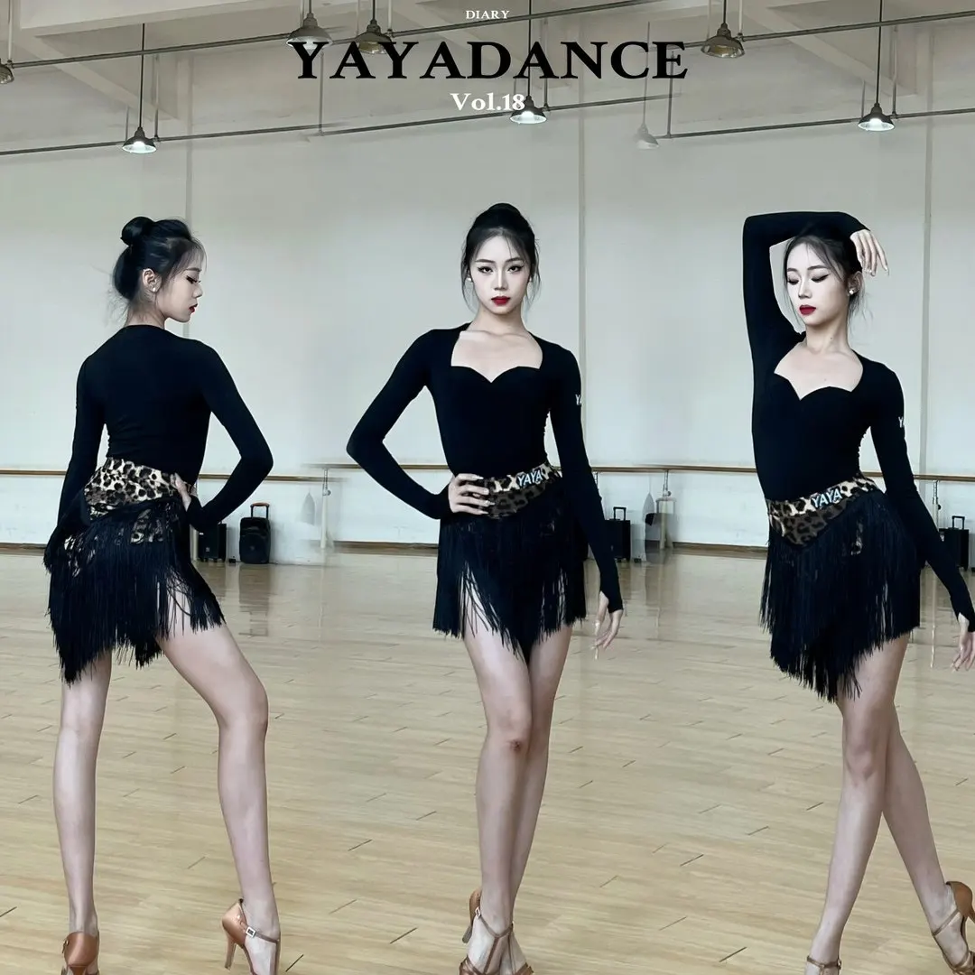 

Новинка 2026 года, одежда для соревнований по латинским танцам для женщин, юбки с длинными рукавами и кисточками, костюм для самбы, чачи, танго, латинские костюмы DQS21821