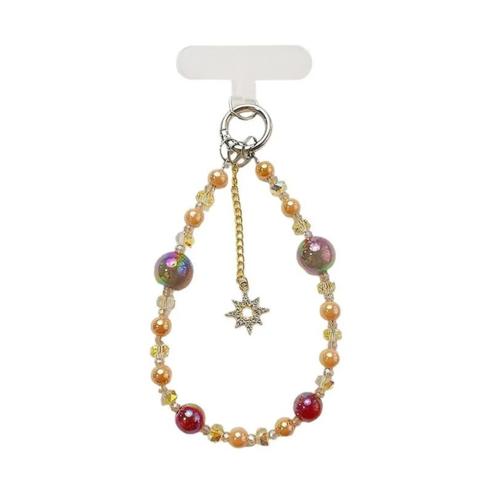 

Cute Sparkle Crystal Mobile Phone Lanyard Strap Hand-beaded Arts Crafts Phone Hand Rope Anti-Lost Colorful Car Keychain