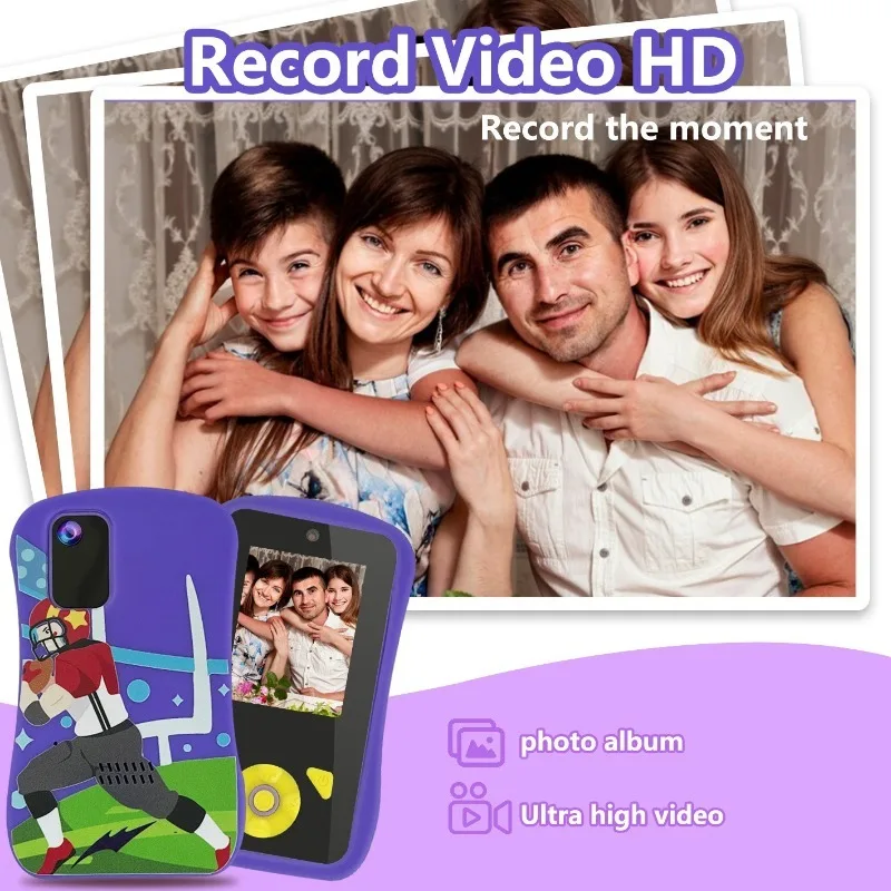 Mobiele telefooncamera voor kinderen, HD-camera voor kinderen met dubbele camera, foto- en video-opname in cartoonstijl