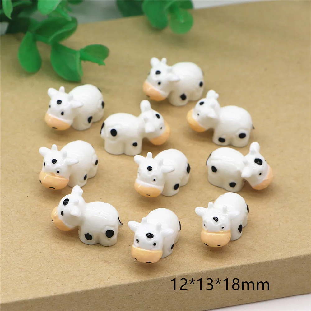 10pcs Kawaii Mini Resin Cow/Fence Figurines Miniatures DIY Home Garden Decoration Accessories