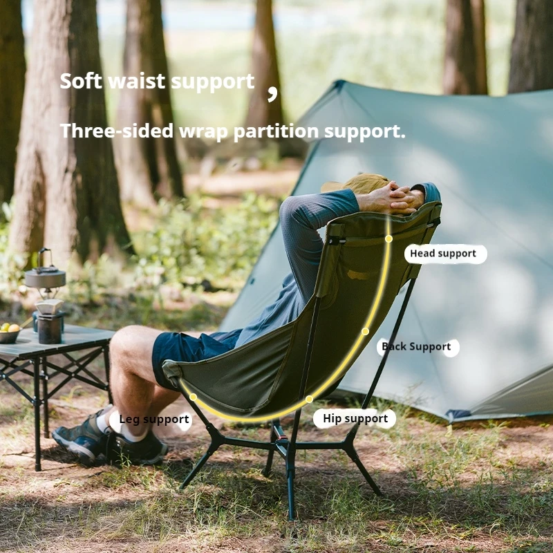 Naturehike YL01 Ultralight Camping Chair High Back Relax Chairs Foldable Portable Outdoor Picnic Chair 150KG Load Moon Chairs - Image 6