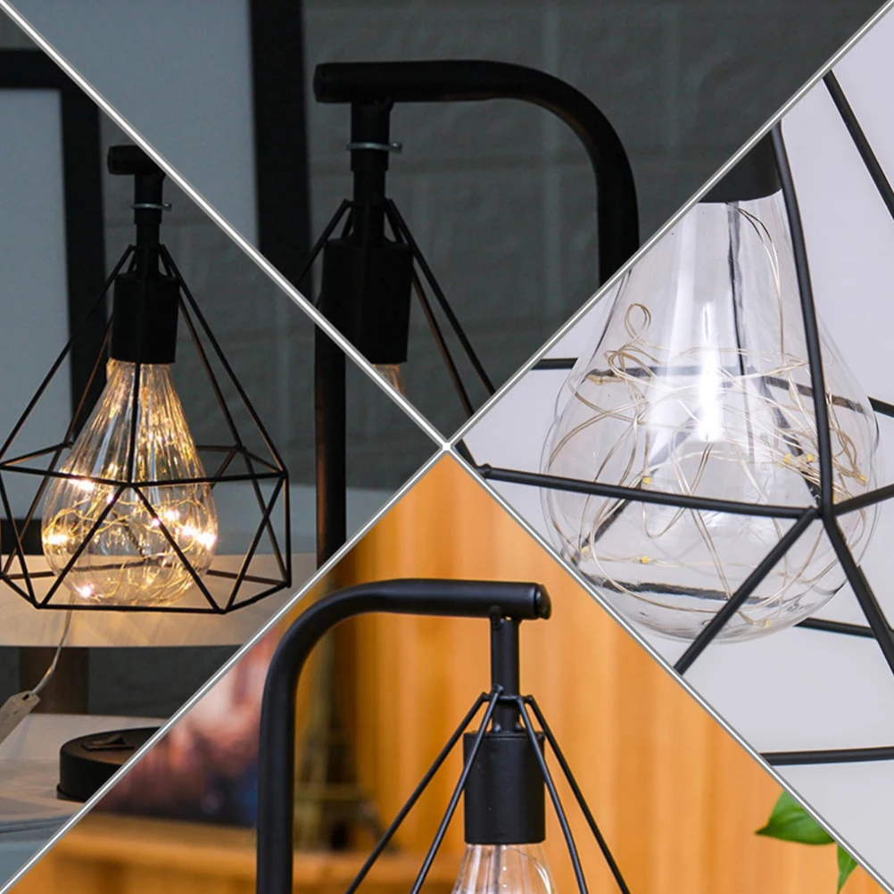

Retro Copper Wire Lamp Warm Led Operated Black Durable Iron Table Night Light For Home Decorative Hollow