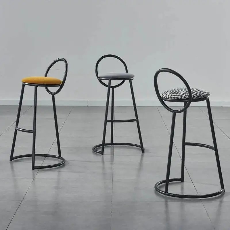 Barra de luz de recepción, taburete de lujo con diseño frontal, barra de hierro, sillas nórdicas, muebles, escritorio para el hogar, cocina, silla alta, bolsa suave, silla trasera