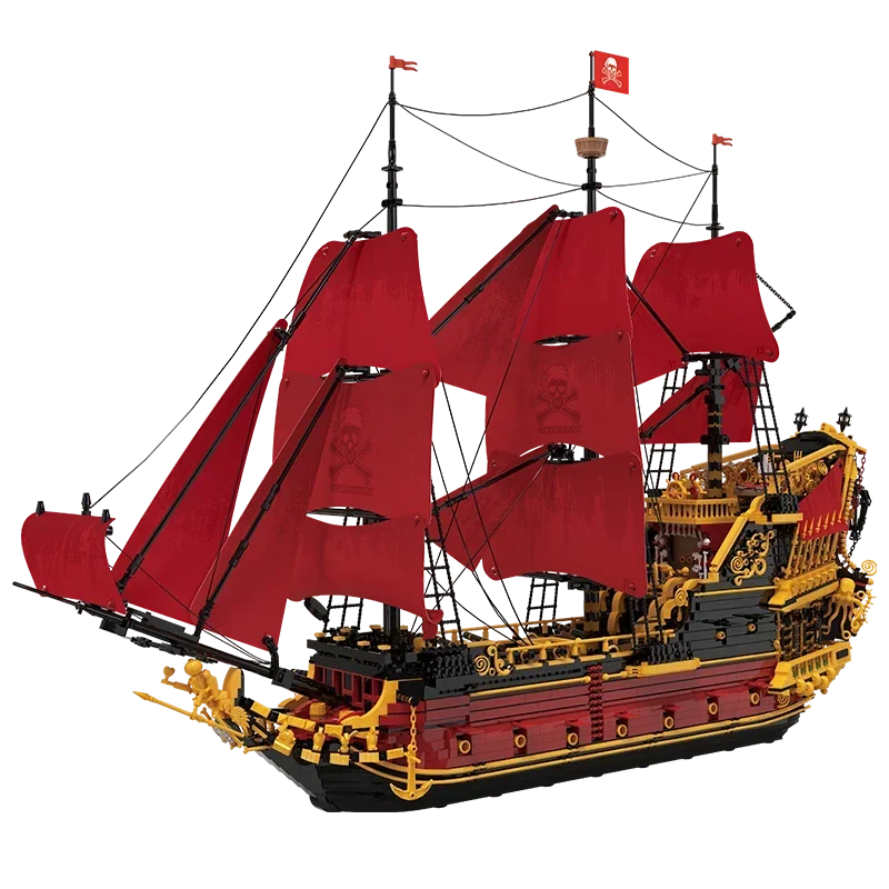 5666PCS Revenge Zeilschip Bouwstenen Klassieke Rode Piratenschip Model Bricks Desktop Ornamenten Kinderen DIY Speelgoed Vakantie Geschenken