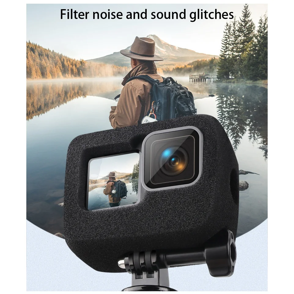 ABGN For Gopro9 HERO9 Windproof Foam Sponge Cover Windscreen Cycling Noise Reduction Protection Accessories Anti-Scratch