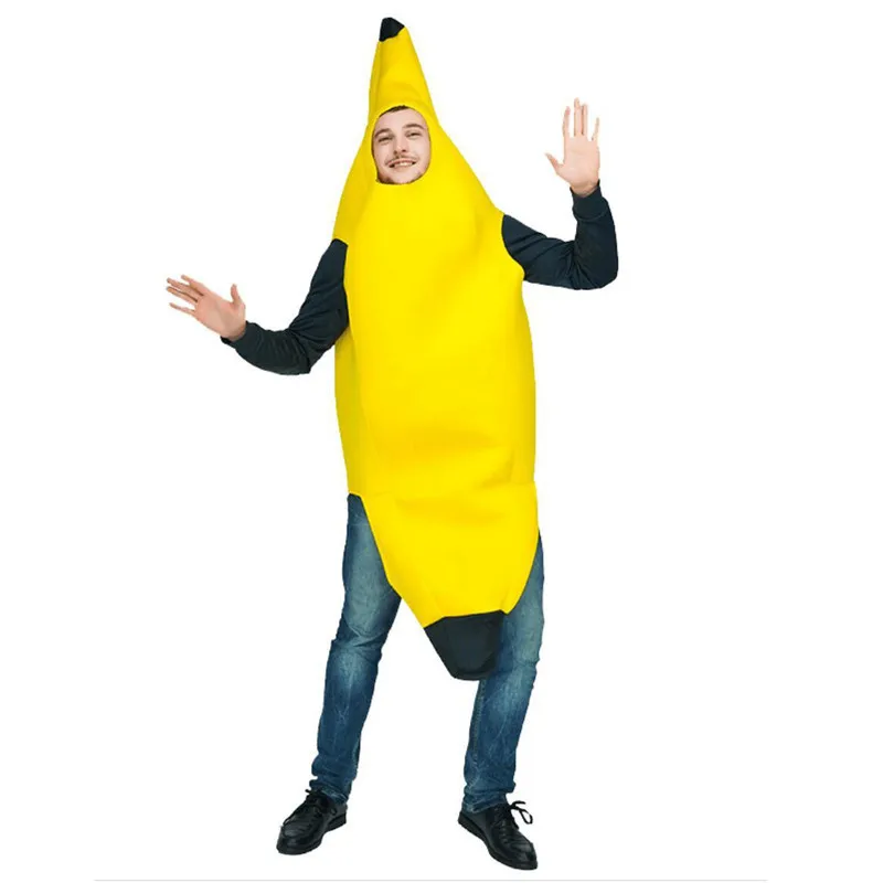 Adult Unisex Funny Banana Costume Yellow Costume Novelty Halloween Fruit Fancy Party Festival Dress Costume Carnival Clothes New