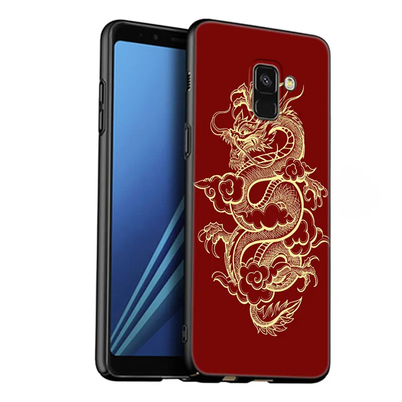 Fashion Dragon Pattern Phone Case For Samsung Galaxy A01 A03 Core A04 E A02 A05 A10 A20 A21 A30 A50 S A6 A8 Plus A7 Black Cover