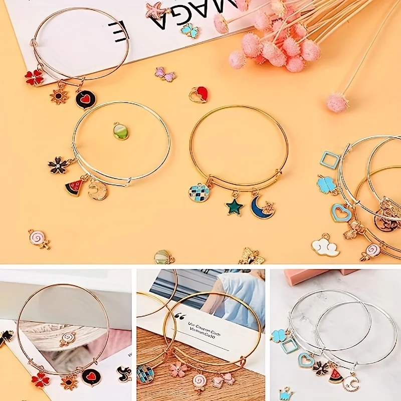 1 pack push-pull bracelet diy pendant open circle, handmade decorative popular jewelry accessories, can be arbitrarily decorated