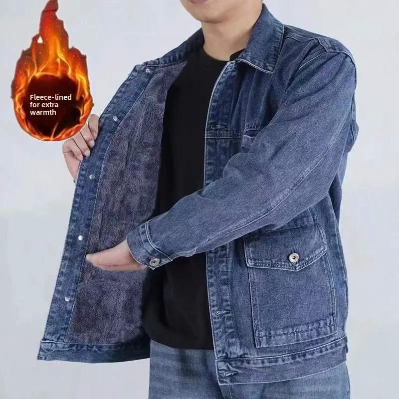 

Мужская джинсовая рабочая одежда Jaet Fce на подкладке, износостойкое рабочее пальто с защитой труда, молодежное повседневное пальто