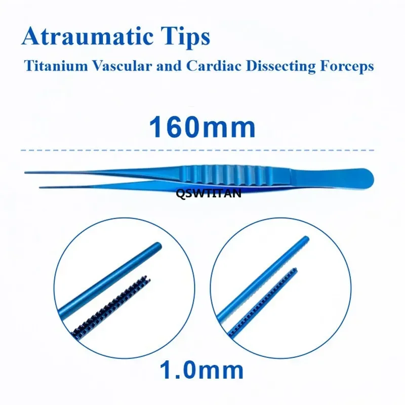 Titanium Vascular Pliers Cardiac Dissecting Forceps with Atraumatic tips 16cm/20cm long Microsurgical Surgical Instruments