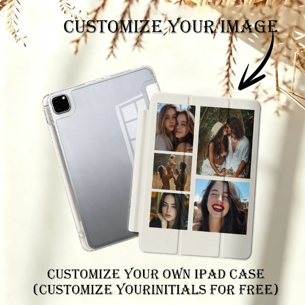 Custom iPad Trifold Case with Clear Back and Optional Pencil Holder, Personalized Cover for iPad Mini 6/A16 Models and More Mode