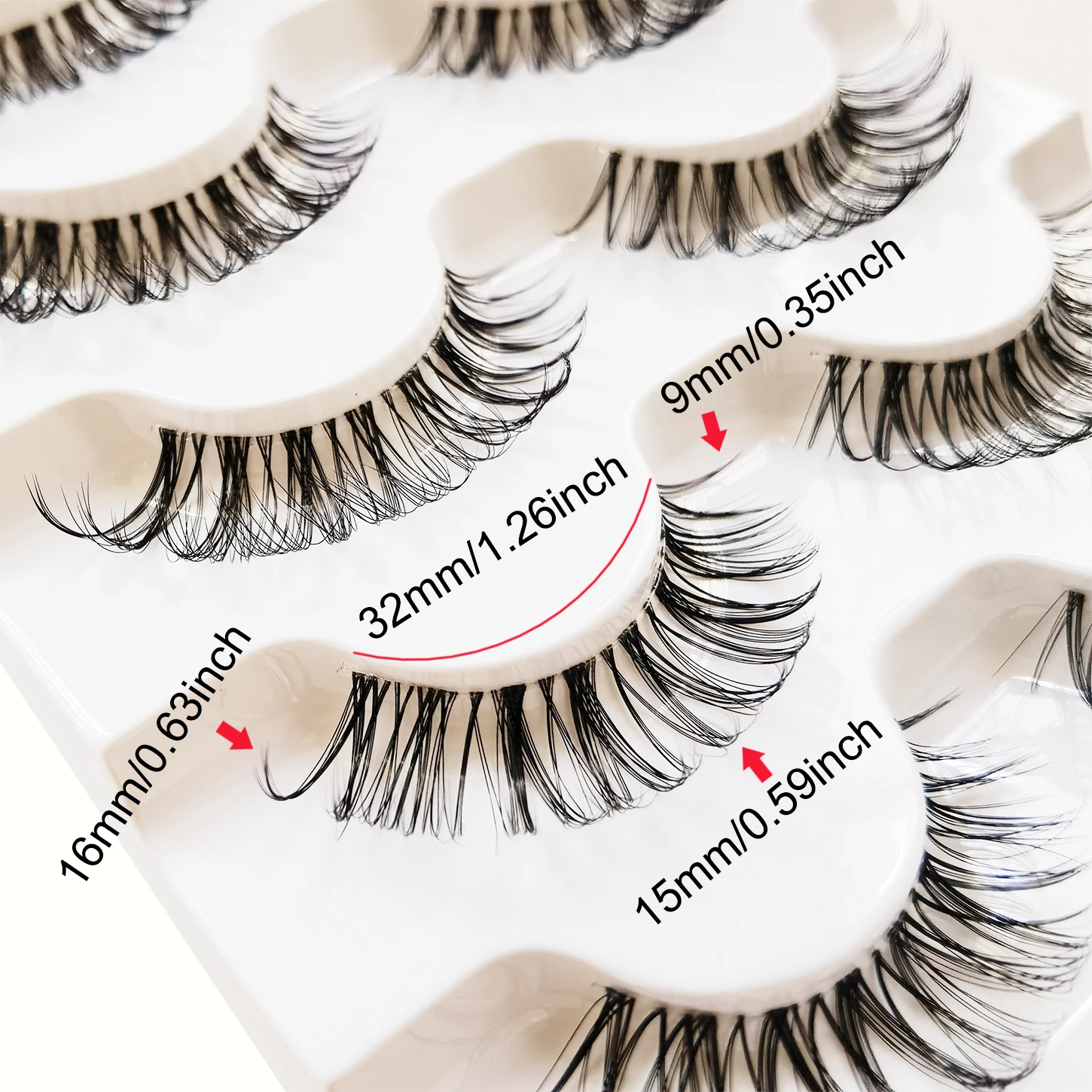 Transparent stem fluffy and curly DH striped eyelashes -5 pairs, it is a cross thick eyelash that makes the eyes more lively