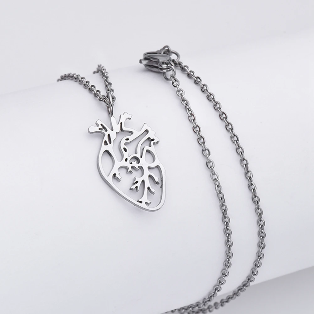 

Catuni Heart Anatomy Cardiology Stainless Steel Necklace Punk Pandent Medical Surgeon Doctor Nurse Jewelry Gift