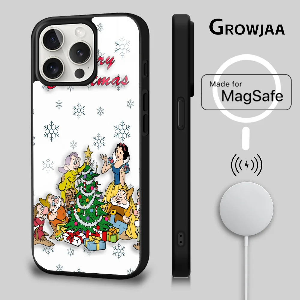 Casing ponsel Natal putih salju untuk IPhone 16 "15 14 13 12 11 Pro Max Plus Mini Magsafe cermin penutup magnetik nirkabel