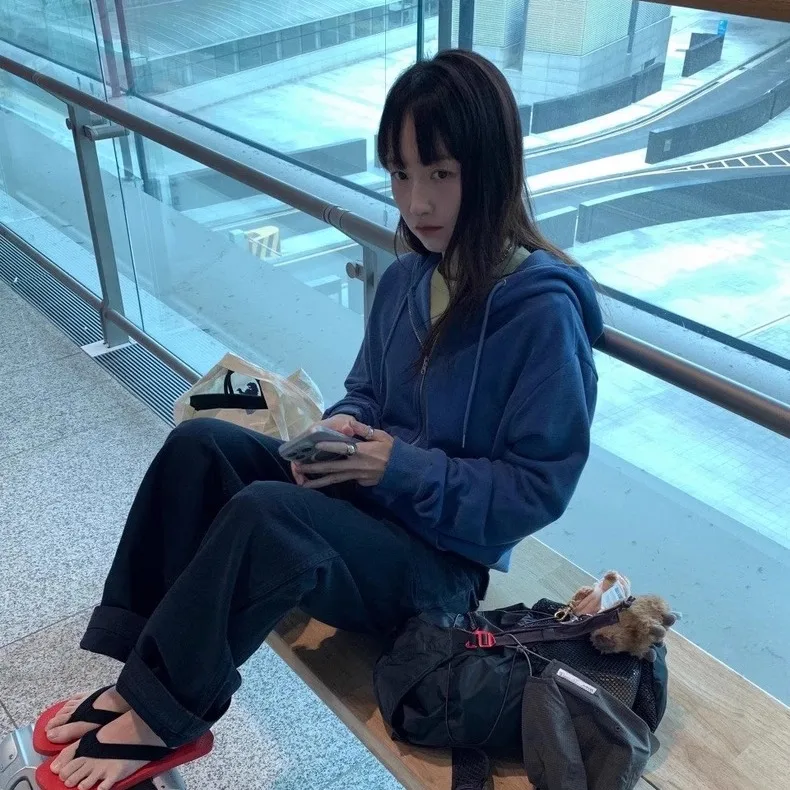 Leobe Pure Color Sudadera con capucha Fce Ropa de abrigo casual con cremallera Dstring Abrigo largo cómodo para mujer