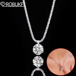 1/2CT Sparkling Diamond Moissanite Pendant Necklaces for Women Classic Six Claws Pendant S925 Sterling Silver Fine Jewelry Gifts