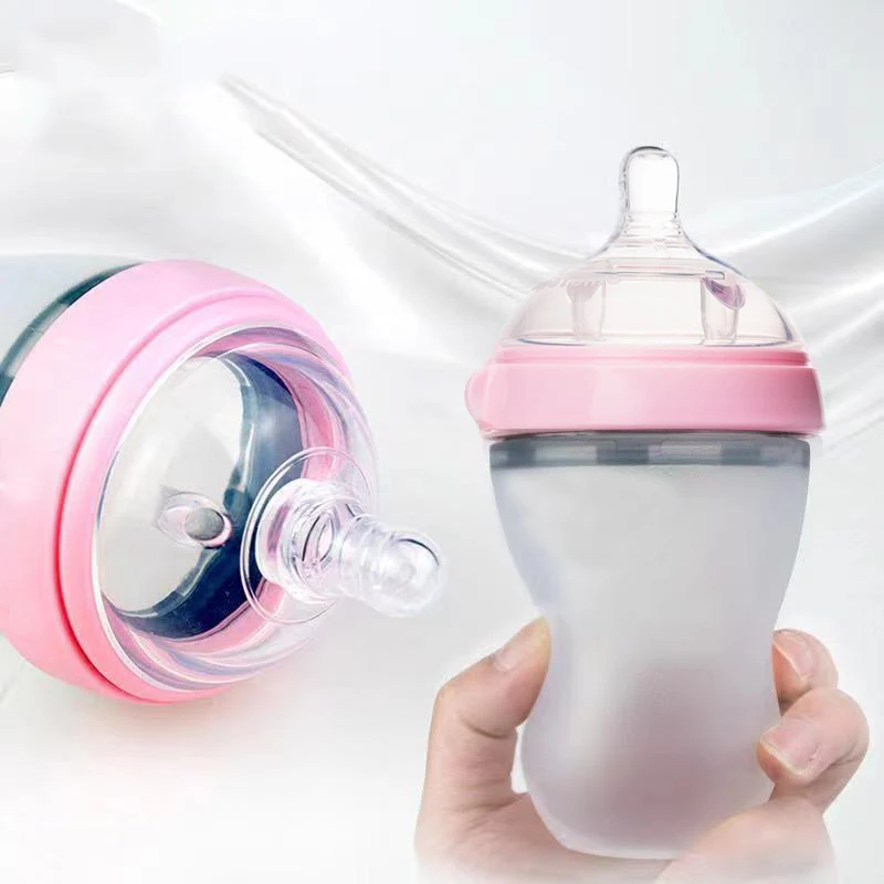 Food Grade Silicone Bottle 250ml Pink 250ml Green 150ml Pink 150 Green Leak-proof and drop-resistant