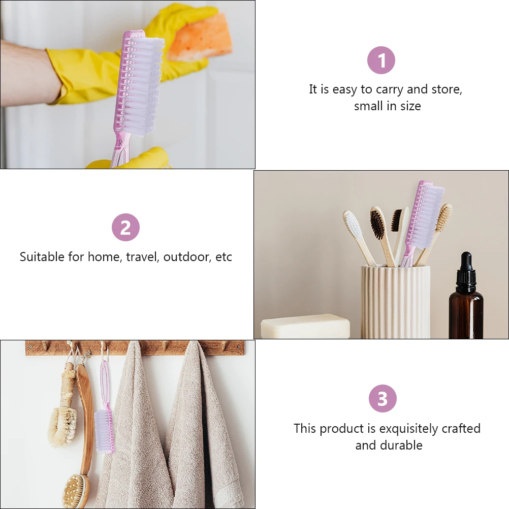 

6pcs Nail Brush Kit Durable Plastic H Long Cleaning Brushes for Home Bathroom Travel Outdoor Use Simple Design