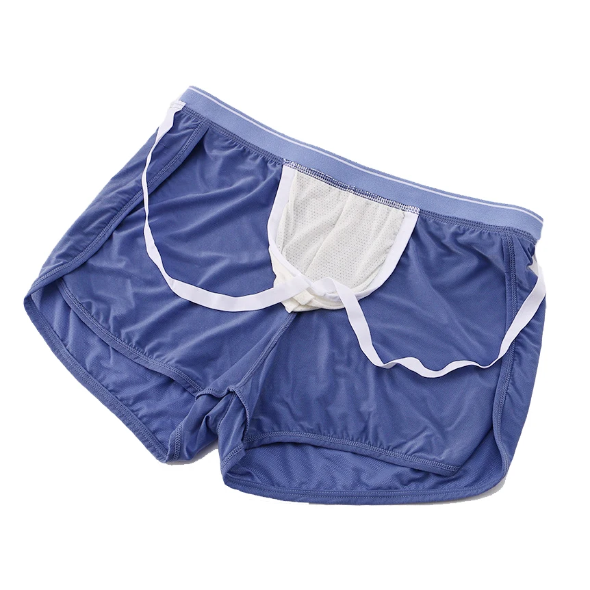 

Men's Ice Silk Breathable Mesh Aloha Pants Homewear Man Sports Fitness Boxers Hip-up Underwear Shorts