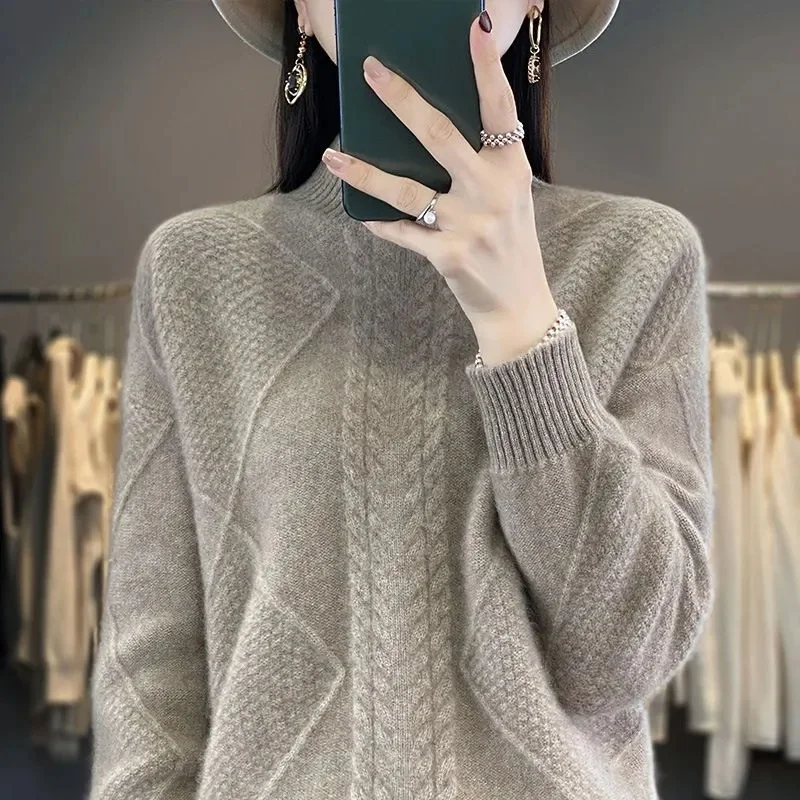 Turtleneck Sweater Women Fashion 2024 New Stretch Tops Women Knitted Pullovers Long Sleeve Bottoming Knitted Sweater