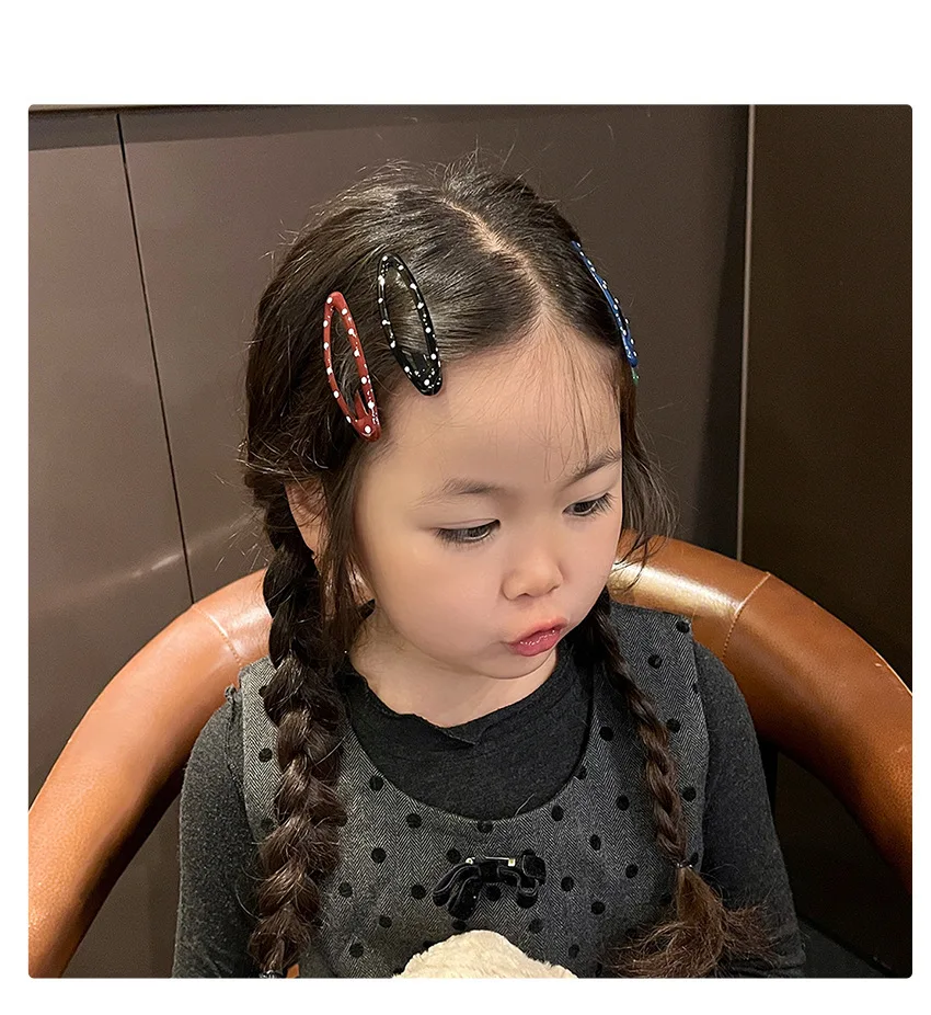 2026 Neu 5 Stück/Set Kinder Polka Dot Haarspangen Vintage Schonende Haarklammern Rutschfeste Baby-Haarspangen Kleinkind Mädchen Accessoires – Detail 8