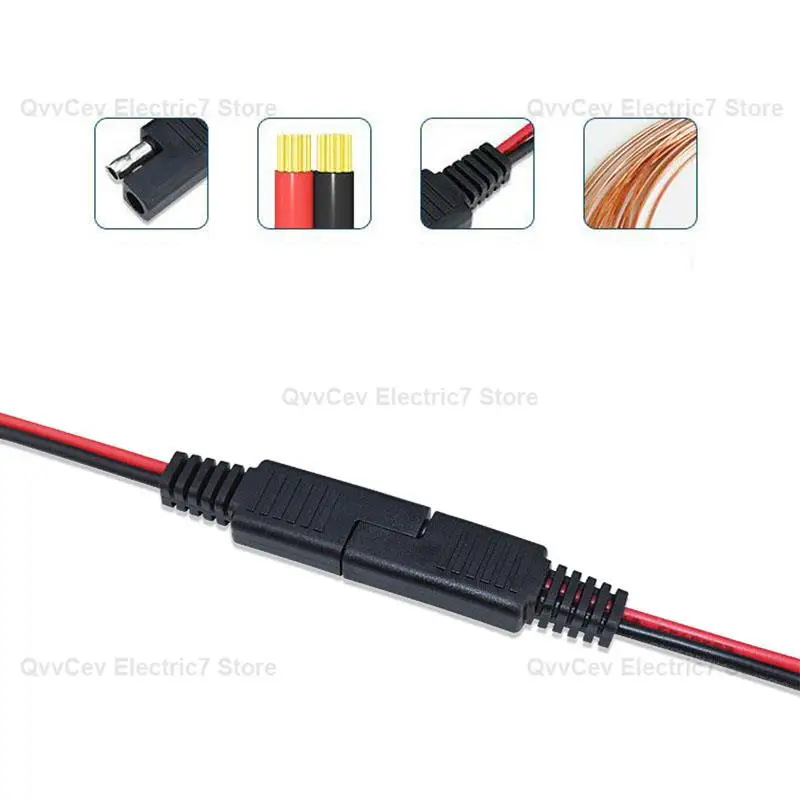 SAE Power Automotive Cabo de Extensão, Masculino e Feminino Plug Wire, Fio de Cobre, DIY Connector Line, 12V, 18AWG, 2 Pin, W28