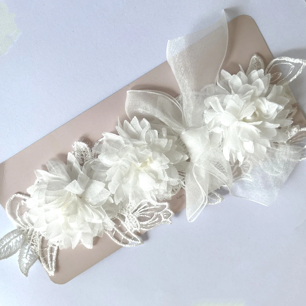 Weiße Spitze Chiffon Blumen Stirnband Baby Mädchen Blumen Turban Prinzessin Mesh Floral Perle Neugeborenen Haar Blume Photoprop Kopfbedeckung – Detail 16