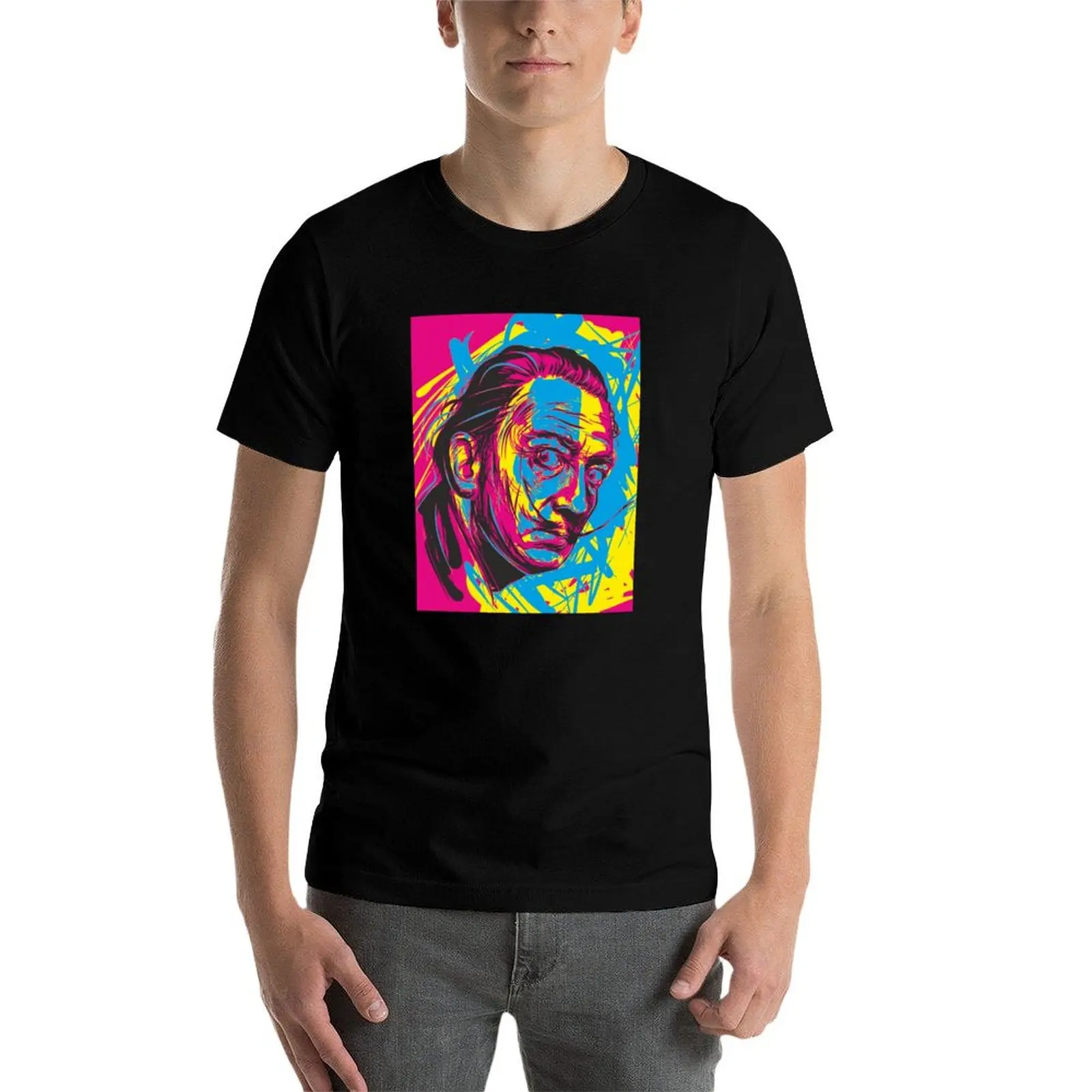 Surrealistyczny portret Salvador Dali T-Shirt słodkie topy wysublimowane męskie białe koszulki