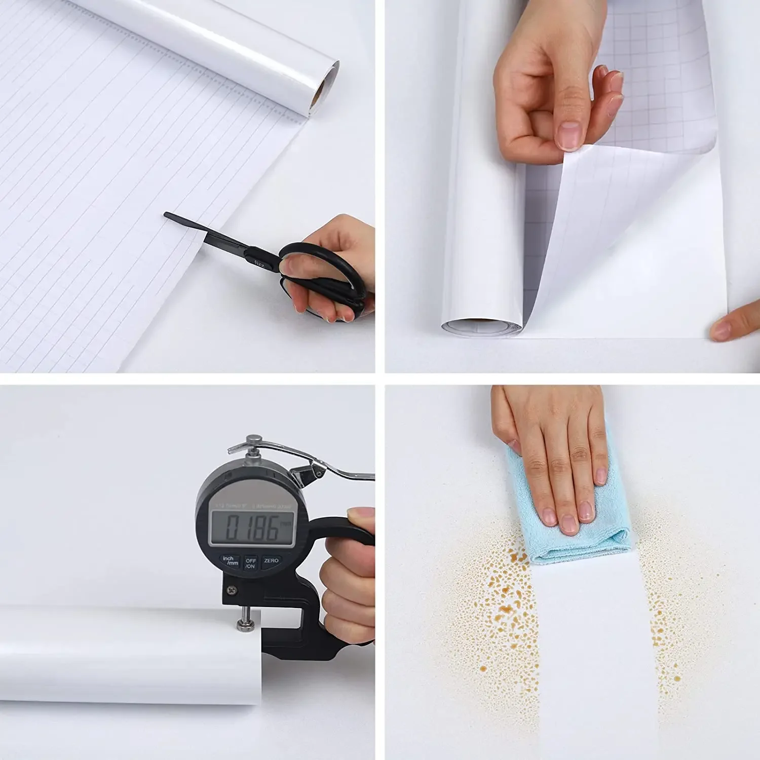 Pearl White PVC Self Adhesive Wall Paper, DIY Decorative Film, Furniture Renovation Stickers, Kitchen, Waterproof Wallpaper