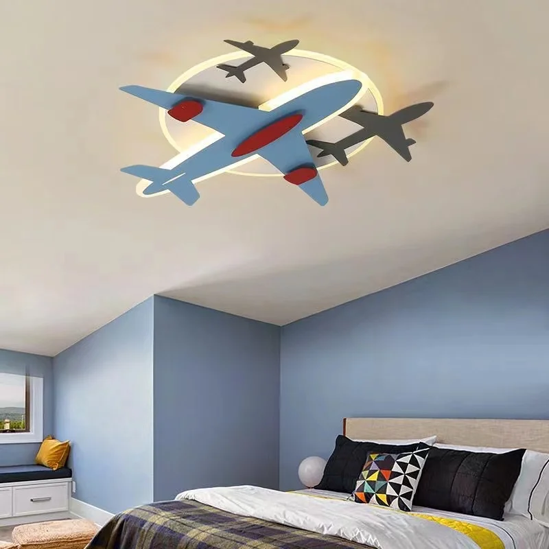 Imagem -04 - Modern Airplane Led Teto Lamps For Childrens Room Bedroom Kids Baby Boy Room Decor Cartoon Lustre Aircraft Chandelier Lights