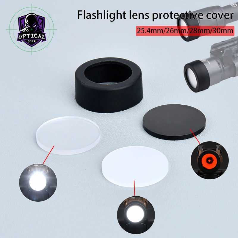 

Tactical Flashlight Lens Protective Cover For M300 M600 Scout Light X300 X400 Pistol Light 25.4mm/26mm/28mm/30mm Mount Kit